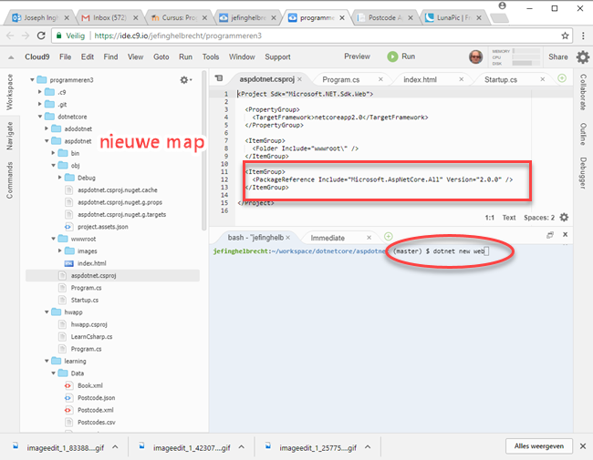result dotnet new web